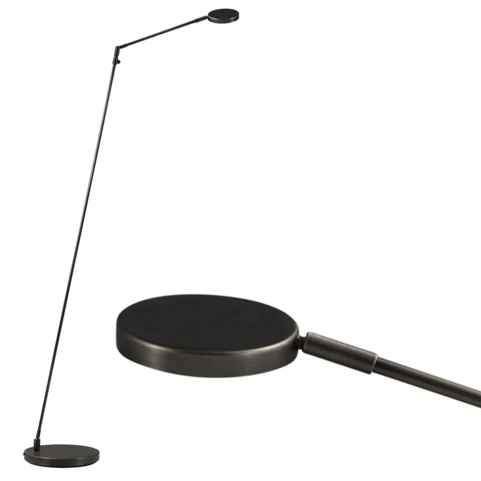 Moderne vloerlamp/leeslamp zwart LED dim-to-warm