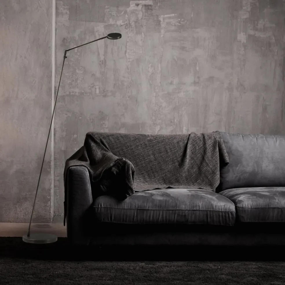 Moderne vloerlamp/leeslamp zwart LED dim-to-warm