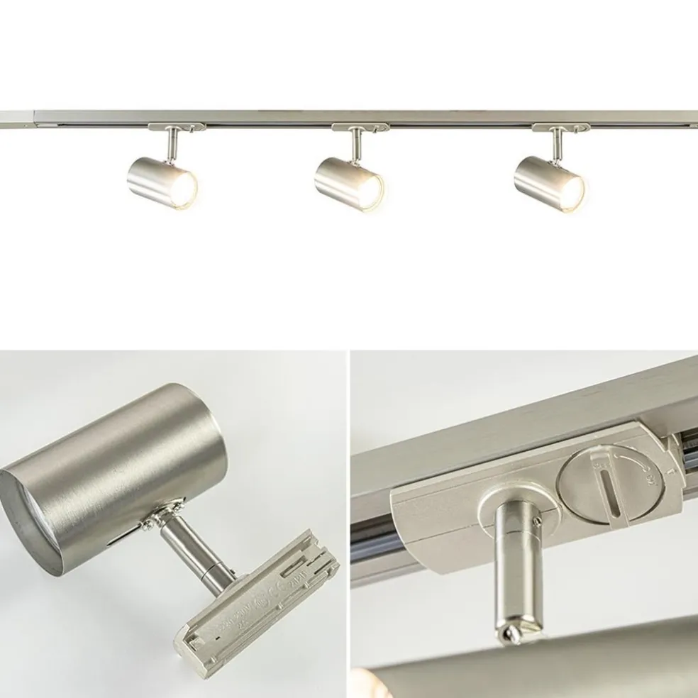 Nikkel railsysteem met spots 1-fase