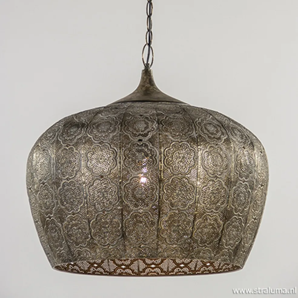 Oosterse hanglamp Emine bruin/goud metaal