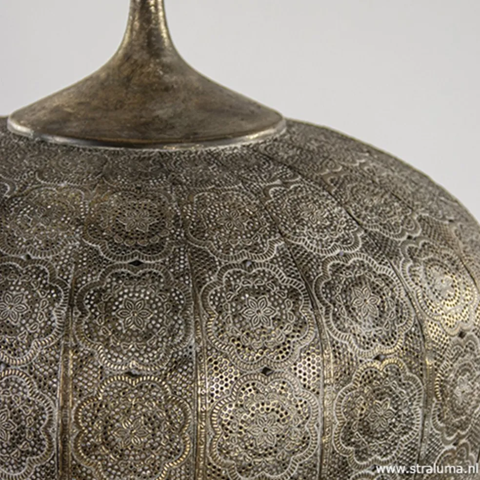 Oosterse hanglamp Emine bruin/goud metaal