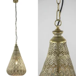 Oosterse hanglamp kegel goud groot