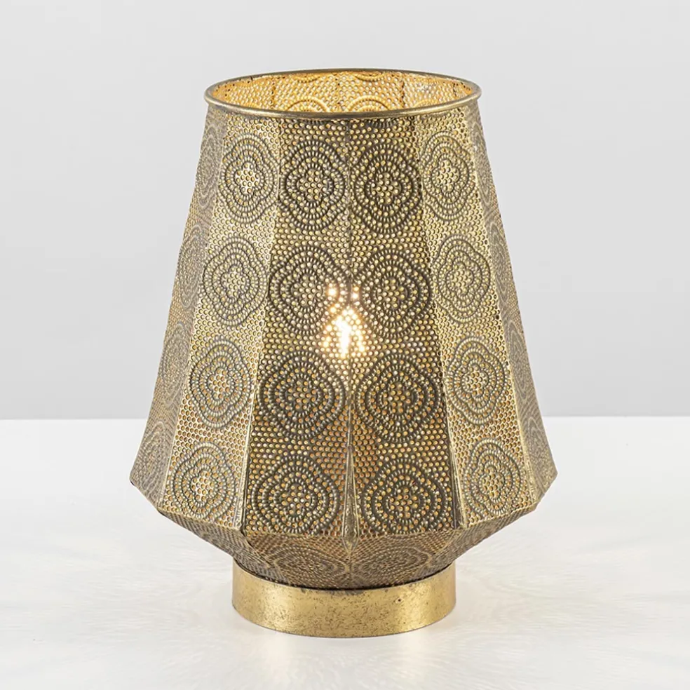 Oosterse tafellamp lantaarn metaal goud