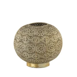 Oosterse tafellamp rond antiek messing