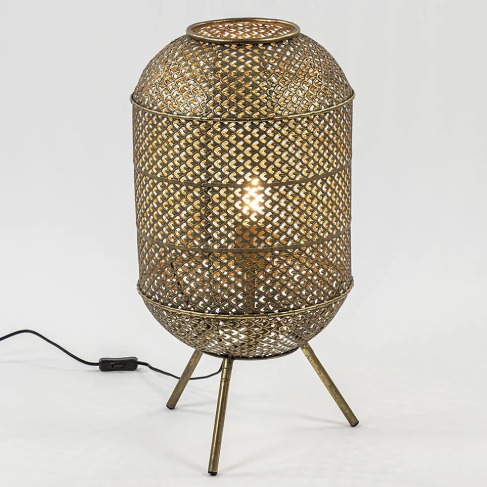 Oosterse vloer/tafellamp op pootjes goud