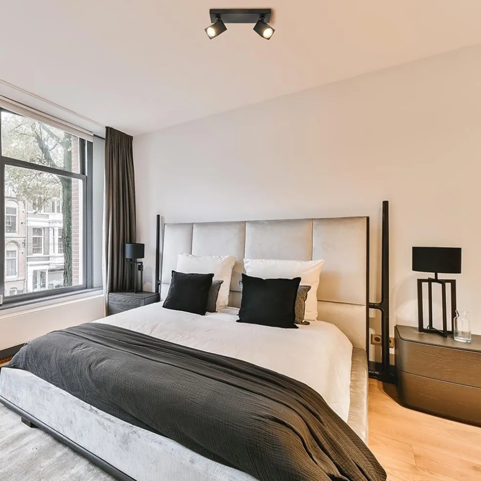 Opbouwspot 2-lichts balk zwart