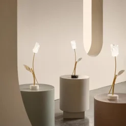 Oplaadbare LED tafellamp Tullip wit/goud