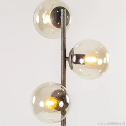 Oud zilveren vloerlamp met amber glas