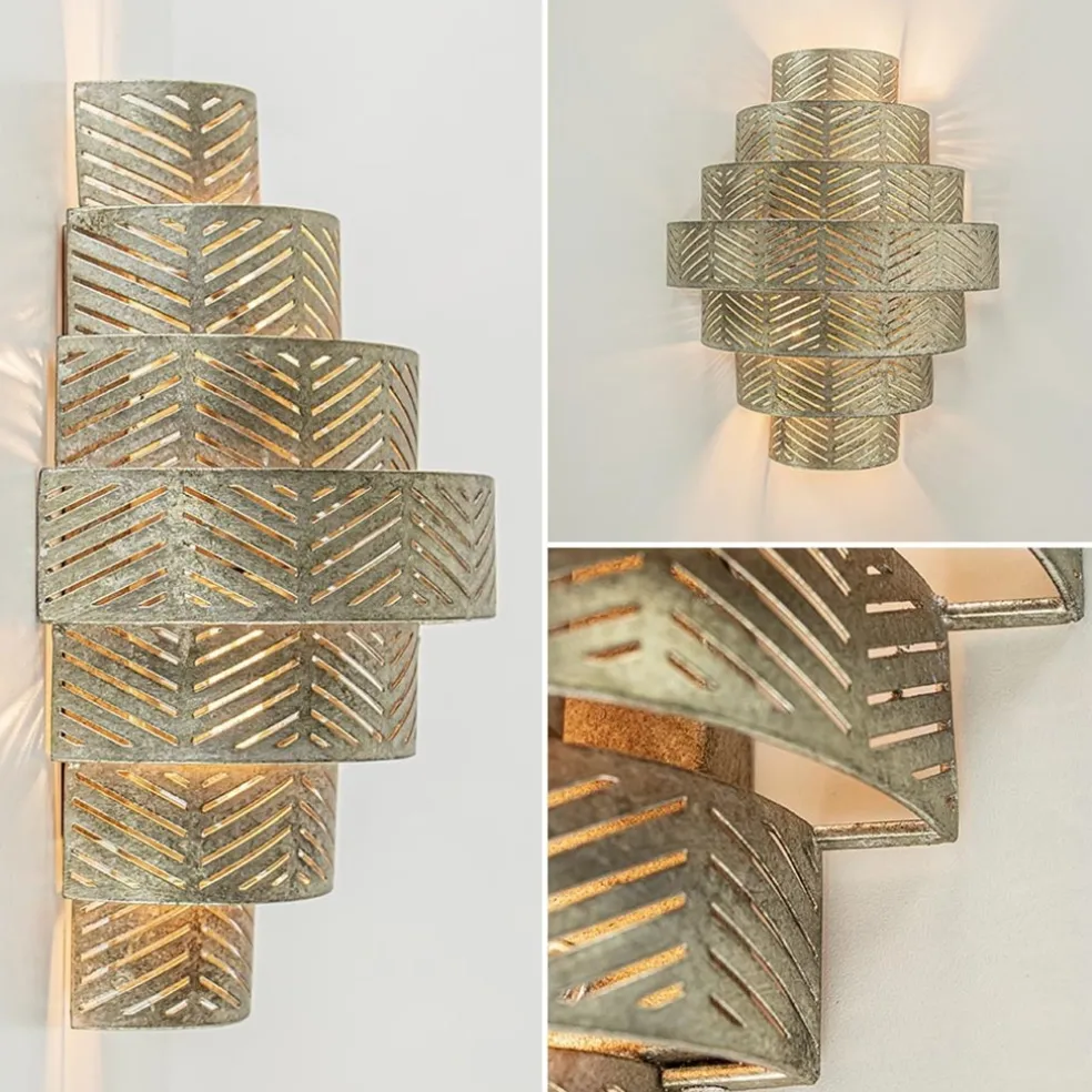 Oud zilveren wandlamp metaal excl snoer