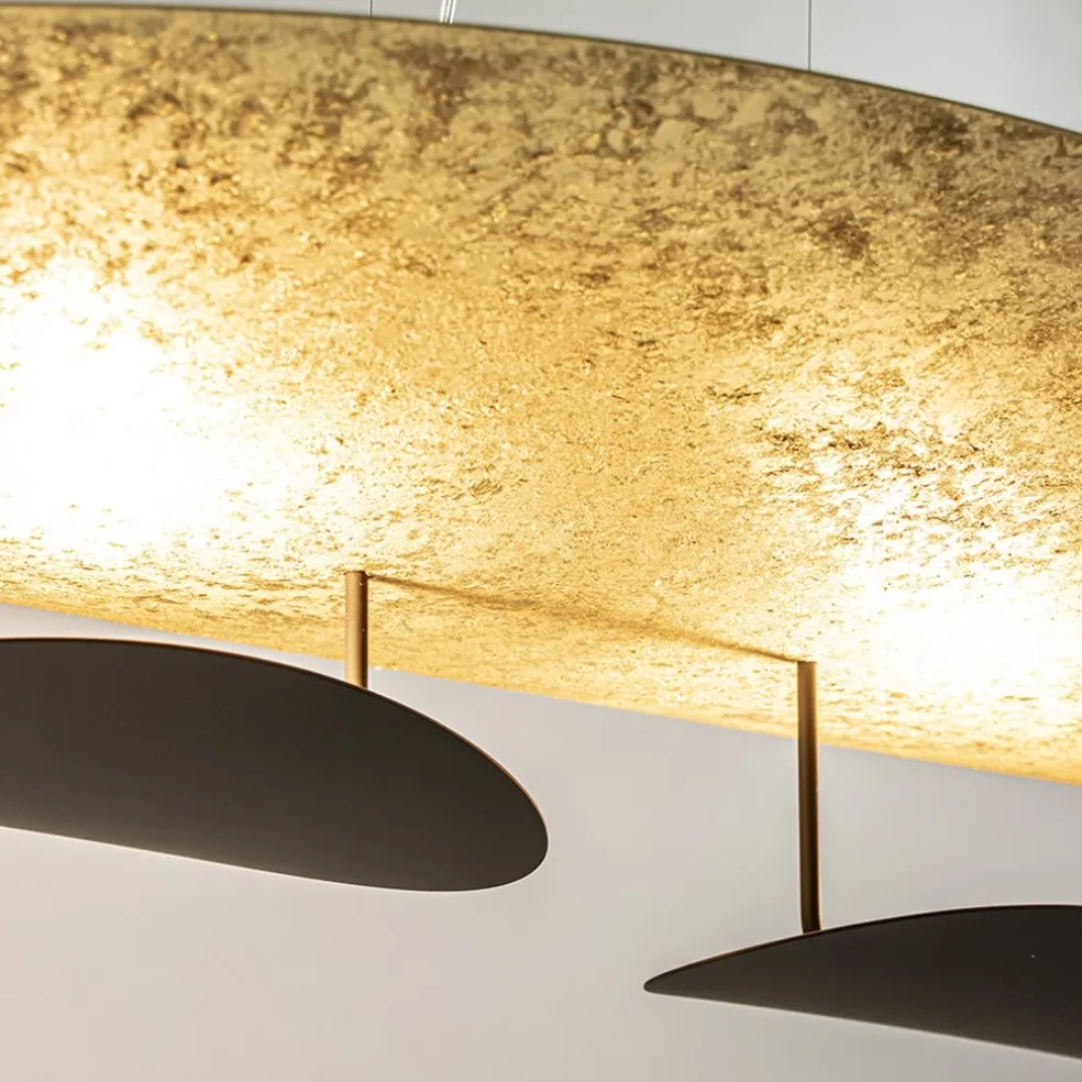 Ovale design LED hanglamp goldleaf met zwart