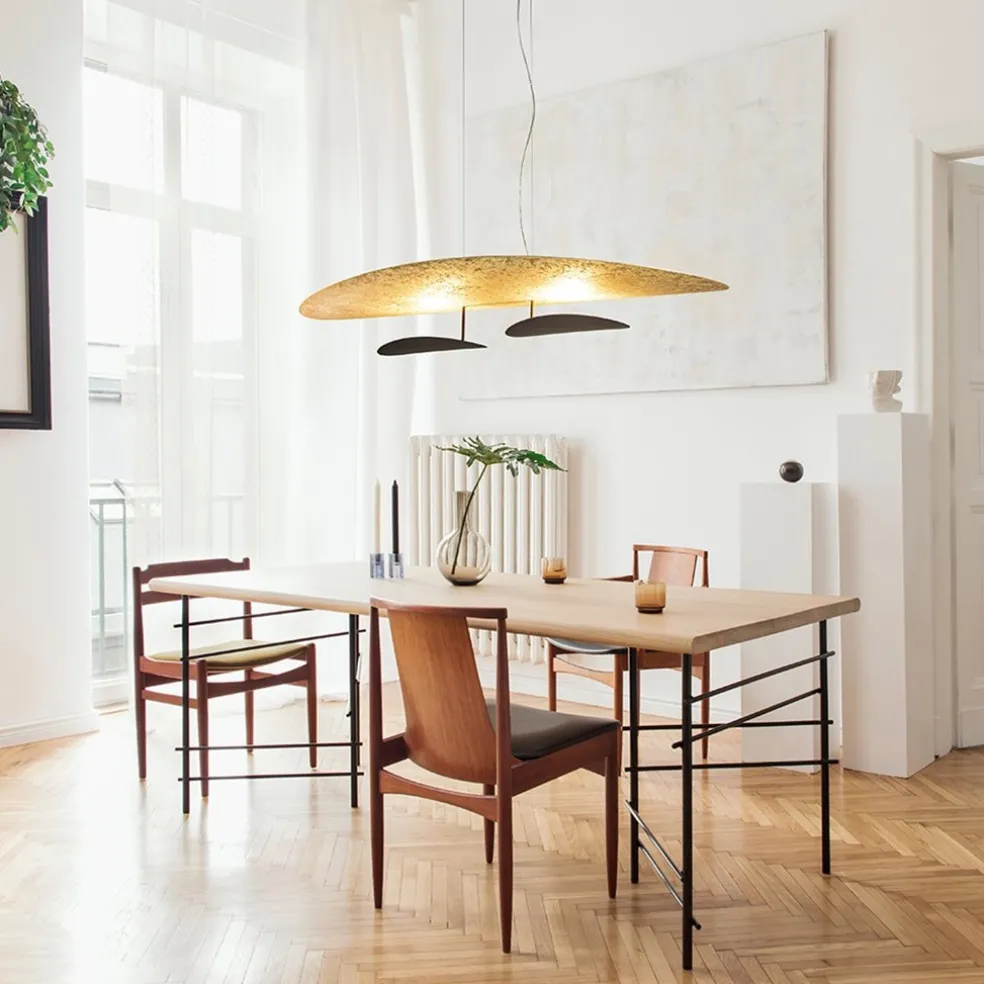 Ovale design LED hanglamp goldleaf met zwart