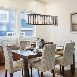 Ovale hanglamp mat zwart met facet geslepen glas