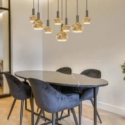 Ovale hanglamp platinum exclusief E27 lichtbronnen