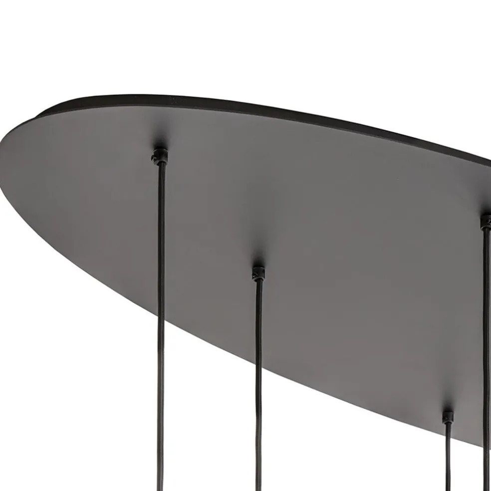 Ovale 8-lichts hanglamp tubes zwart metaal