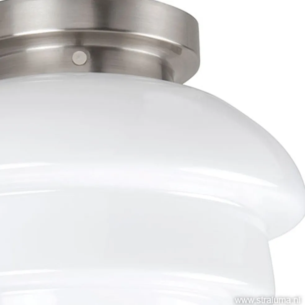 Plafondl. nikkel wit glas, keuken-hal
