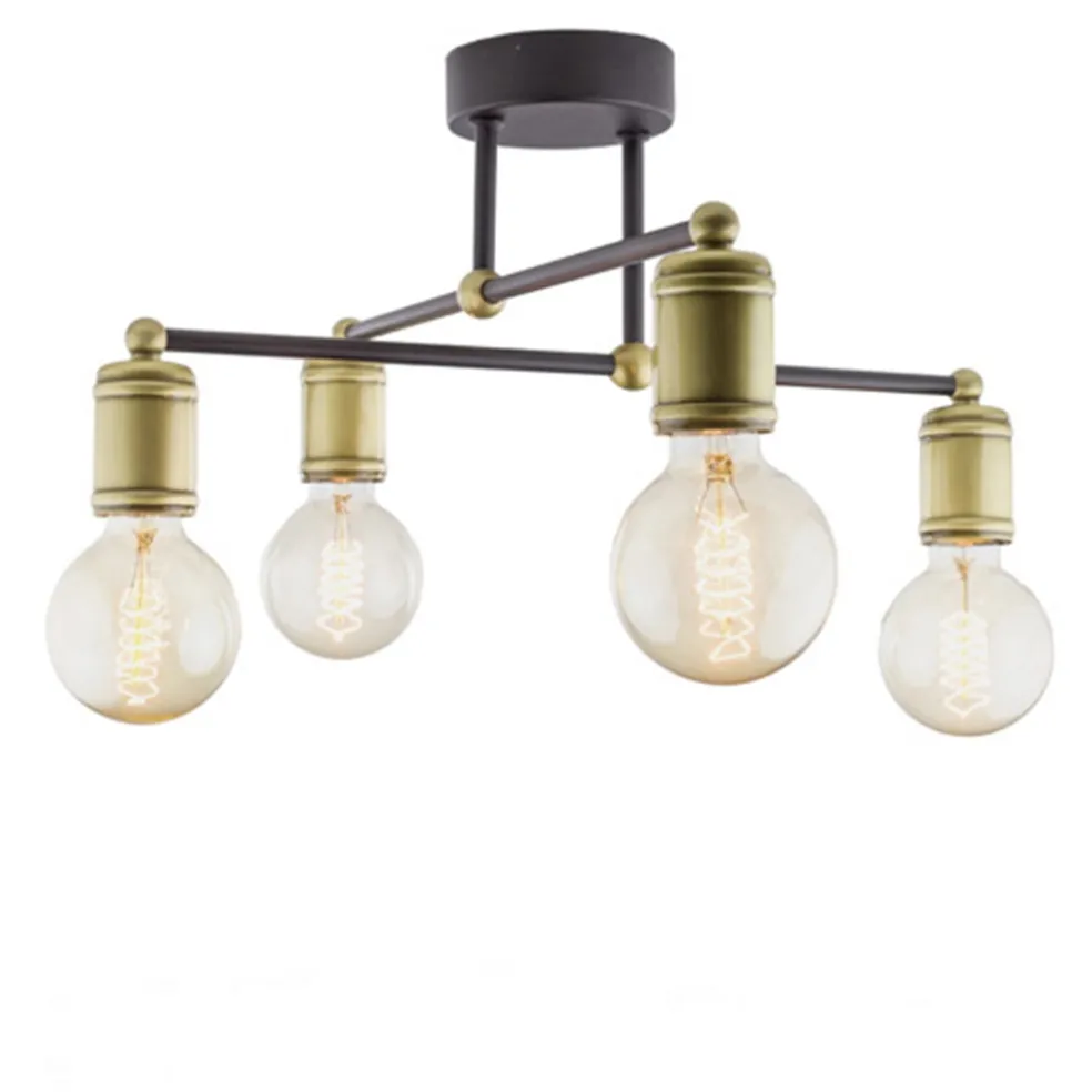 *Plafondlamp basic 4L e27 zwart/brons
