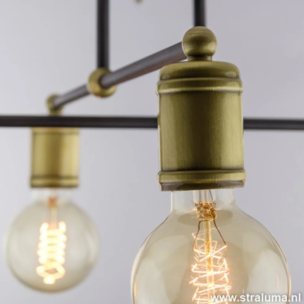 *Plafondlamp basic 4L e27 zwart/brons