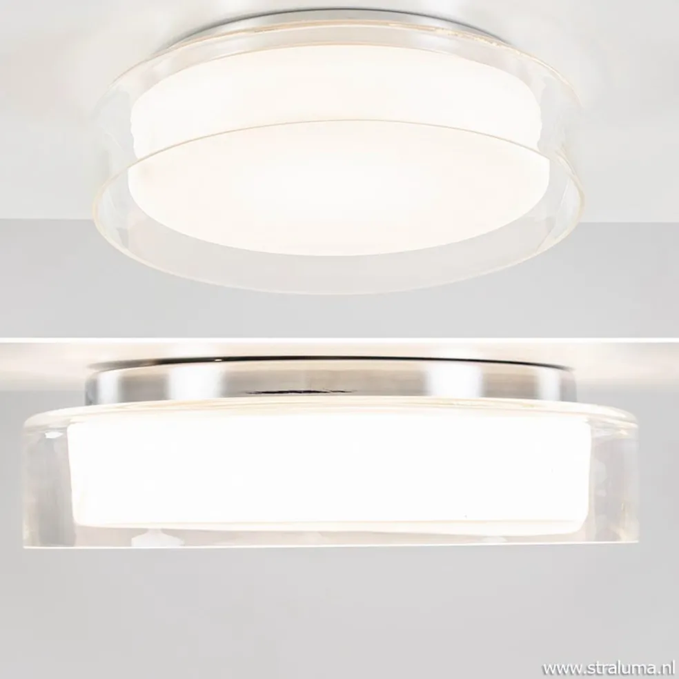Plafondlamp chroom/clear IP44 3-step dim