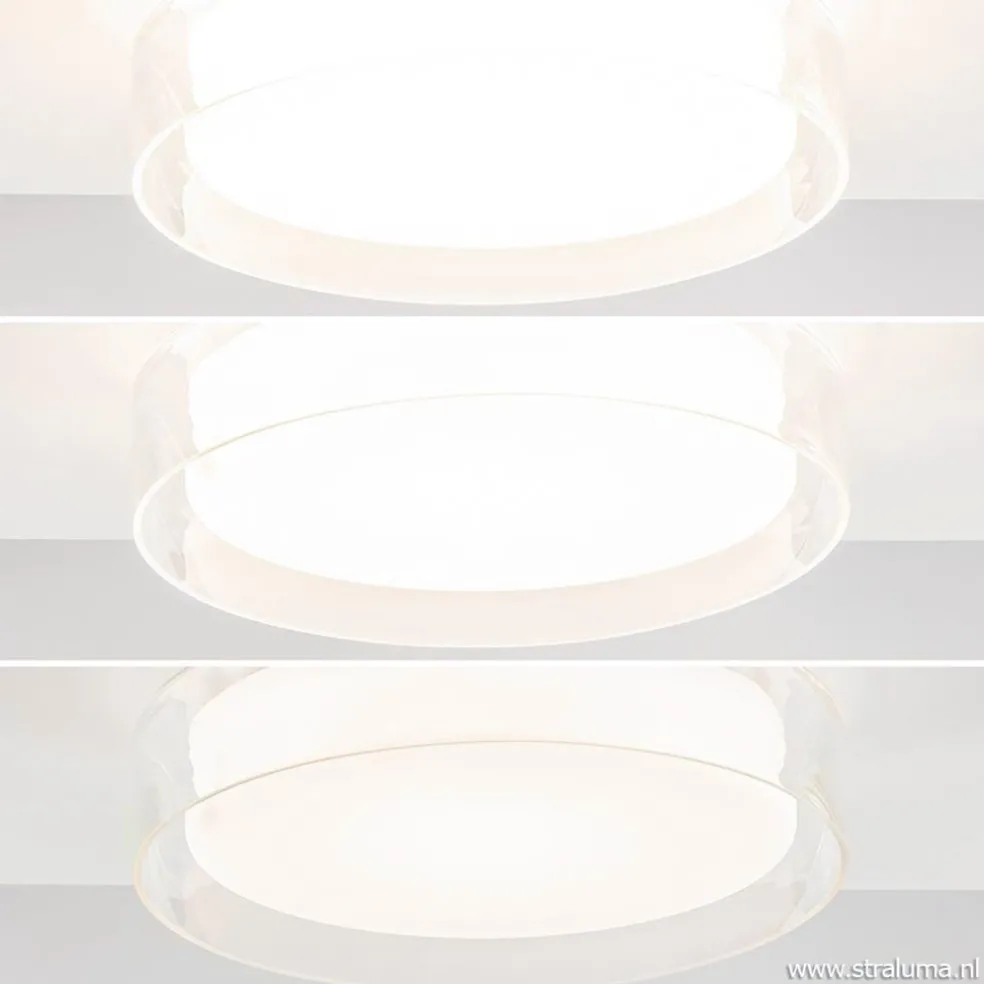 Plafondlamp chroom/clear IP44 3-step dim