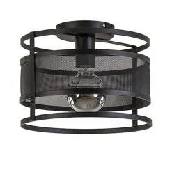 Plafondlamp cilinder gaas zwart