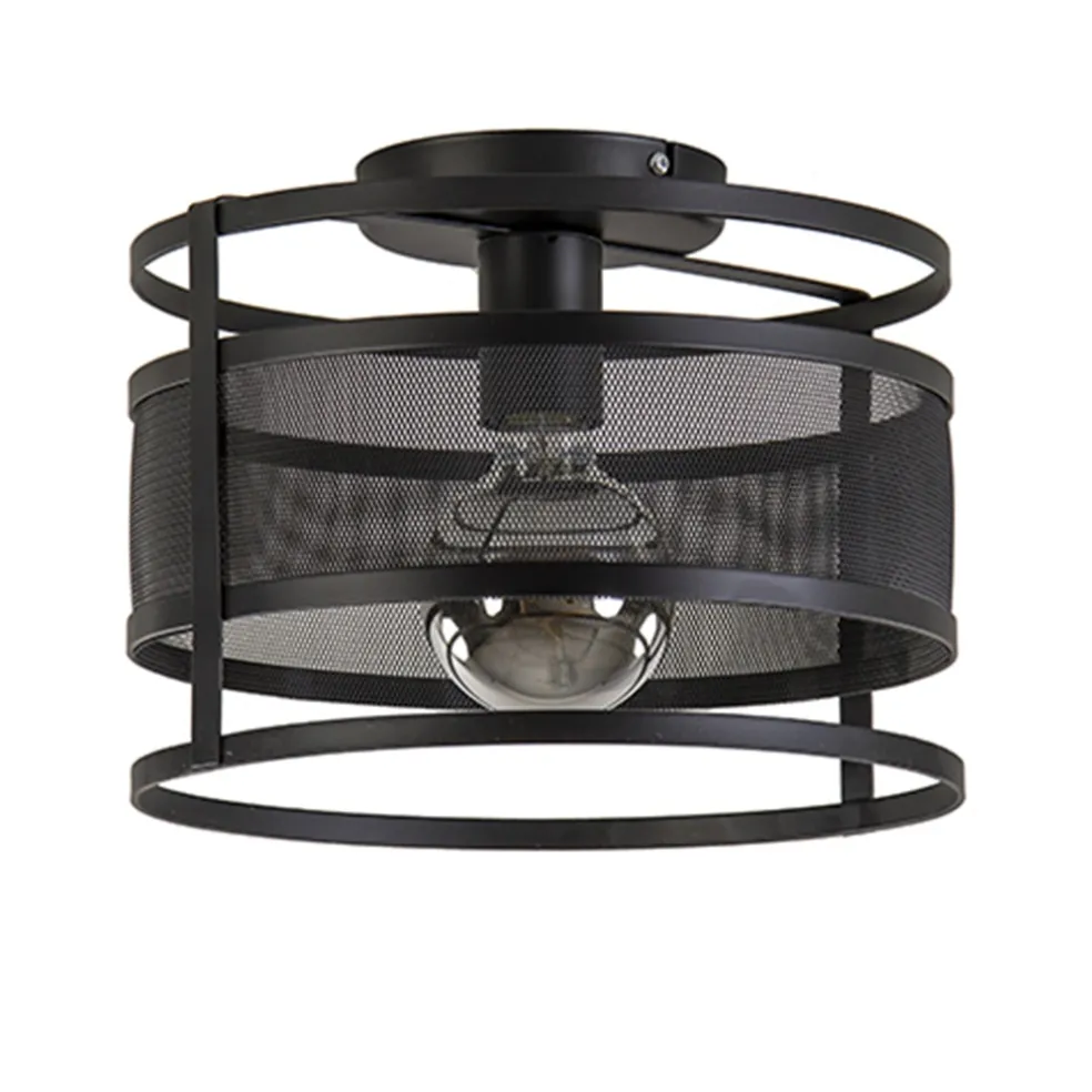 Plafondlamp cilinder gaas zwart