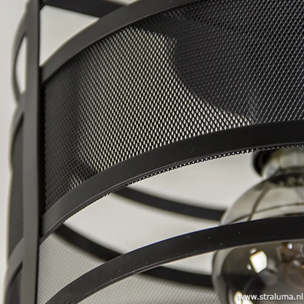 Plafondlamp cilinder gaas zwart