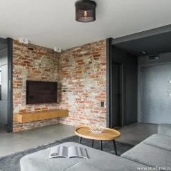 Plafondlamp cilinder gaas zwart 30cm