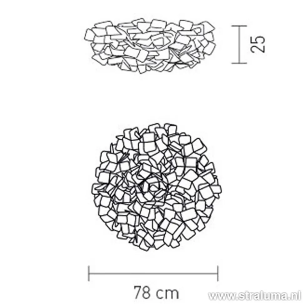 **Plafondlamp Clizia 78cm fumé