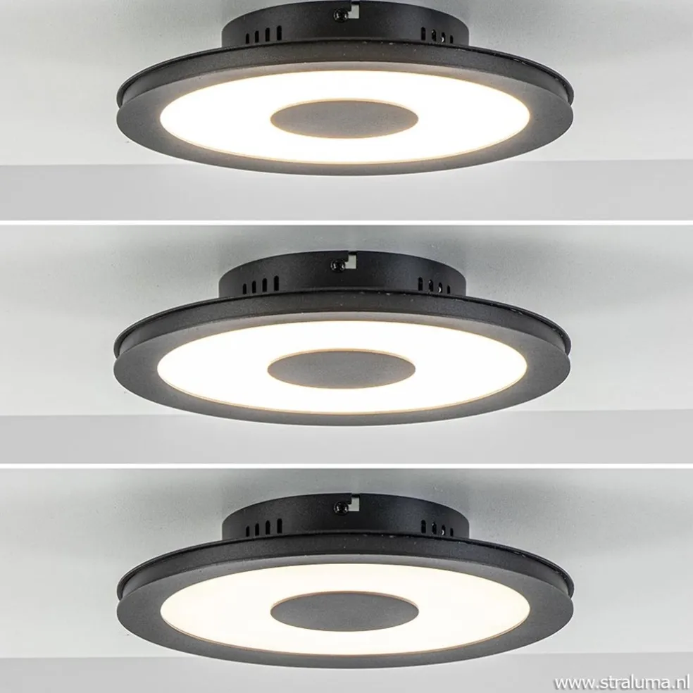 **Plafondlamp disc 26cm zwart 3-step dim
