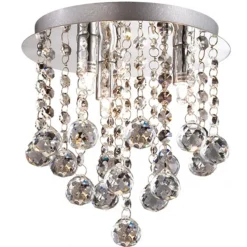 Plafondlamp kristal bollen + chroom 22cm