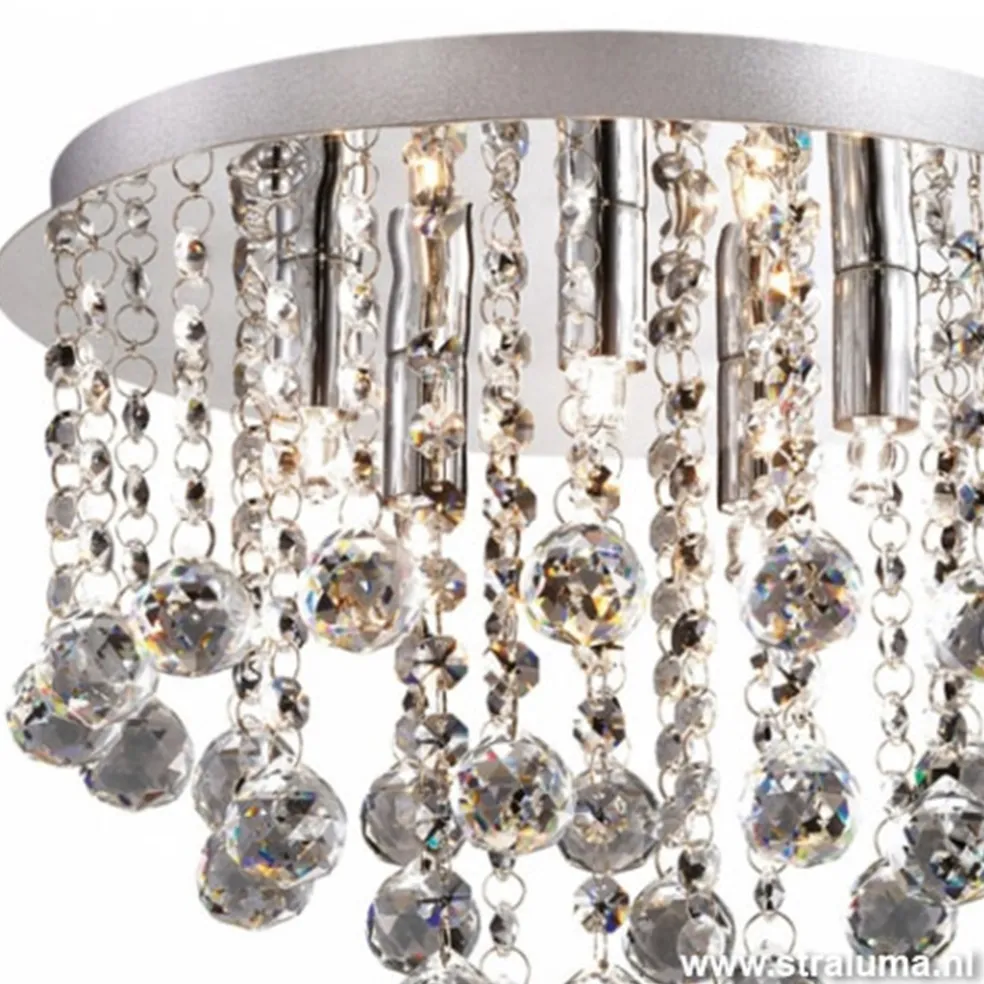 Plafondlamp kristal bollen + chroom 31cm