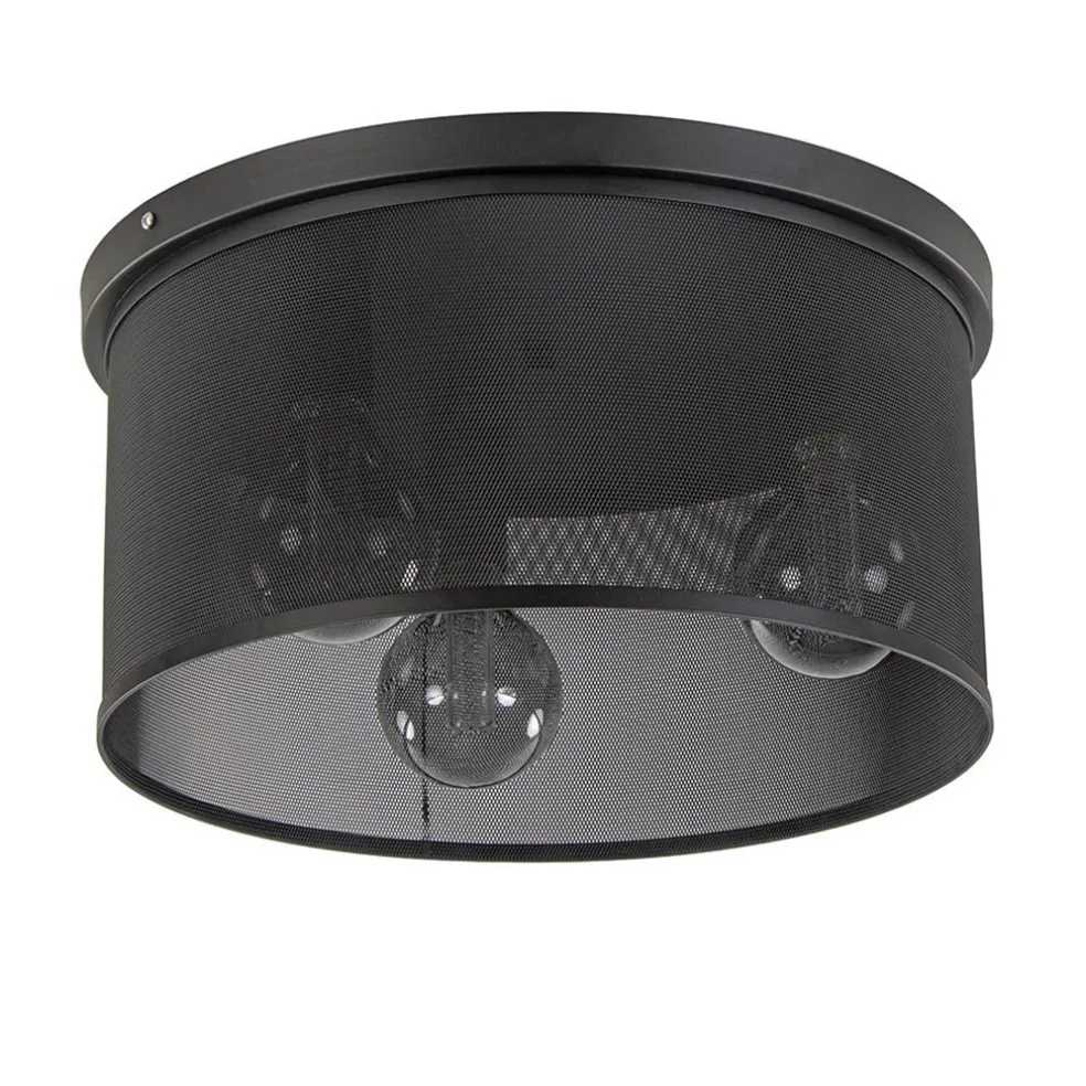 Plafondlamp 3L cilinder gaas zwart 44cm