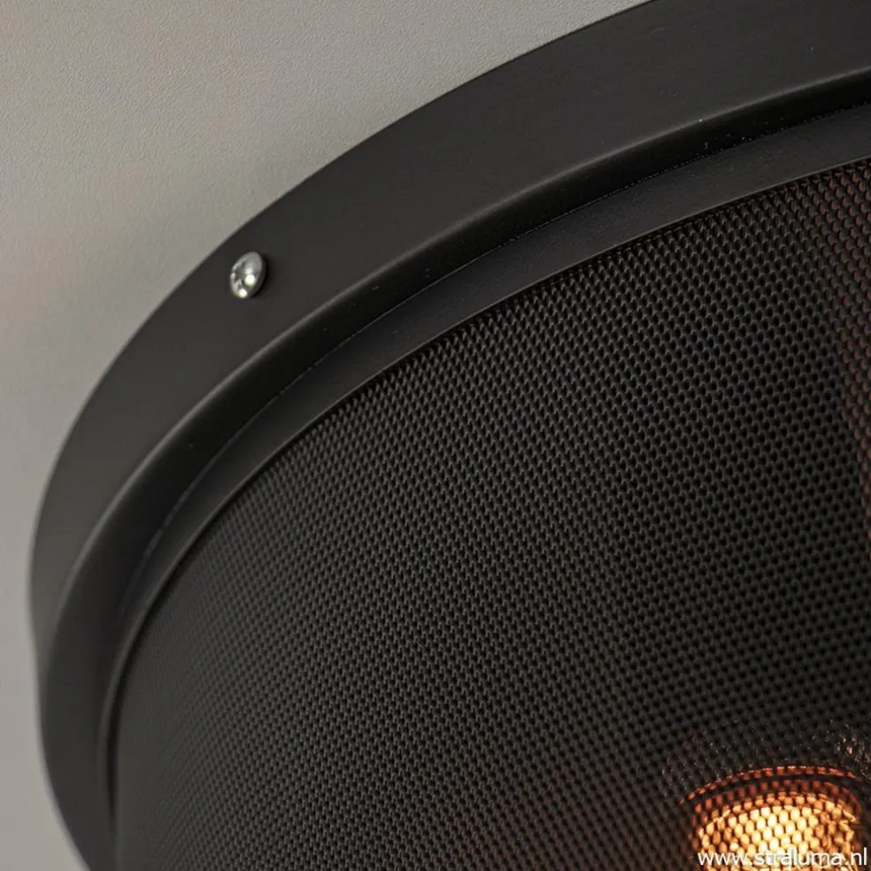 Plafondlamp 3L cilinder gaas zwart 44cm