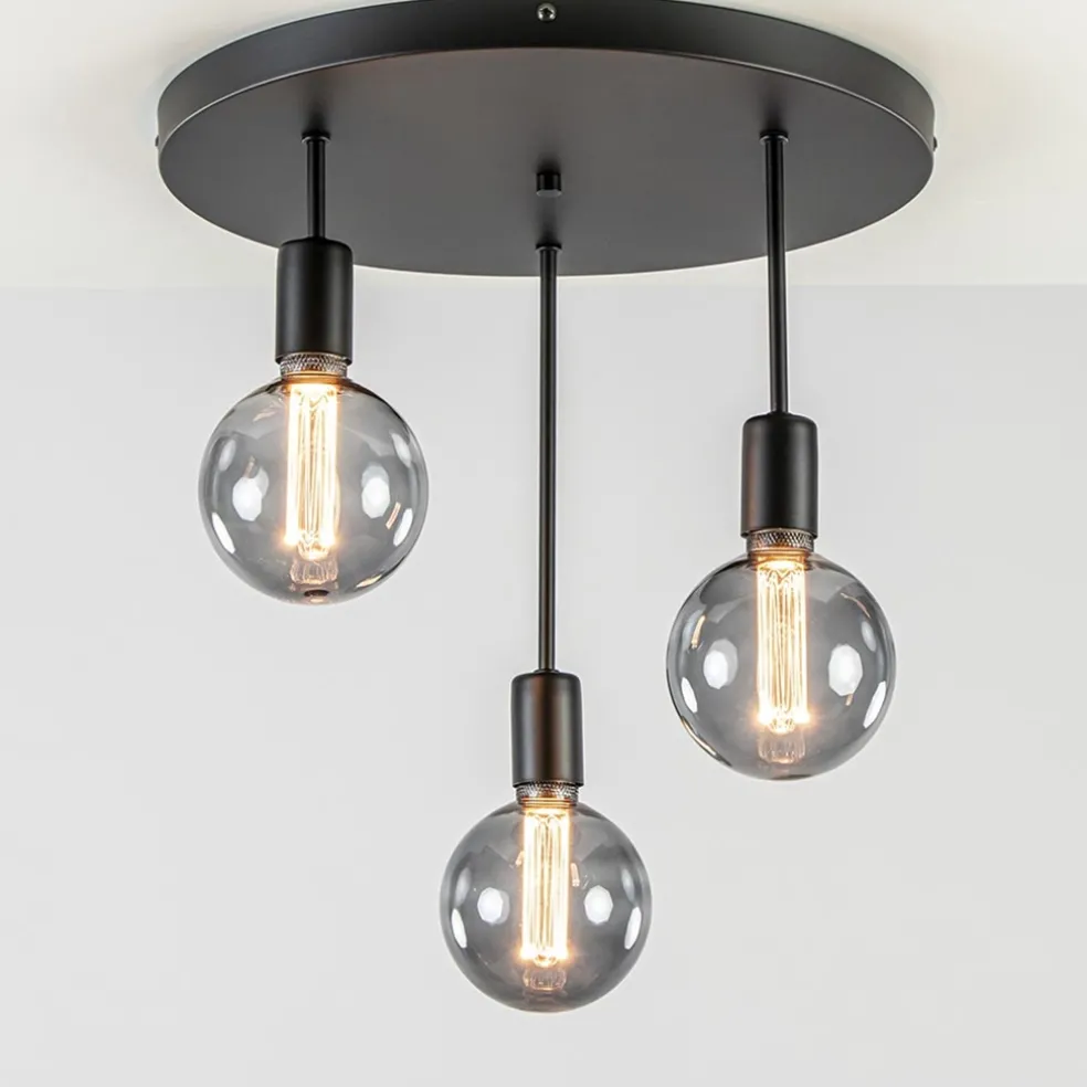 Plafondlamp 3-lichts zwart ex. e27