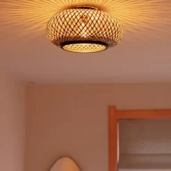 Plafondlamp Maze bamboe/zwart 40cm