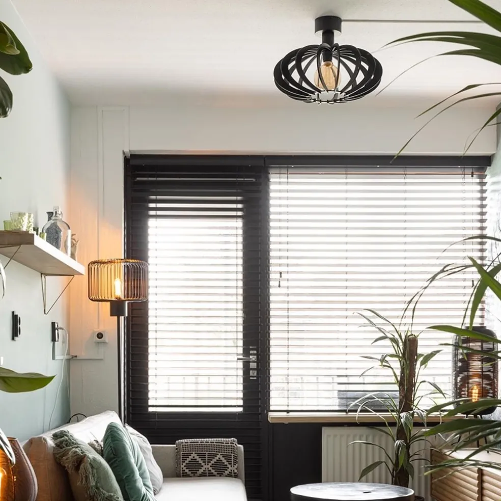 Plafondlamp Plywood zwart hout