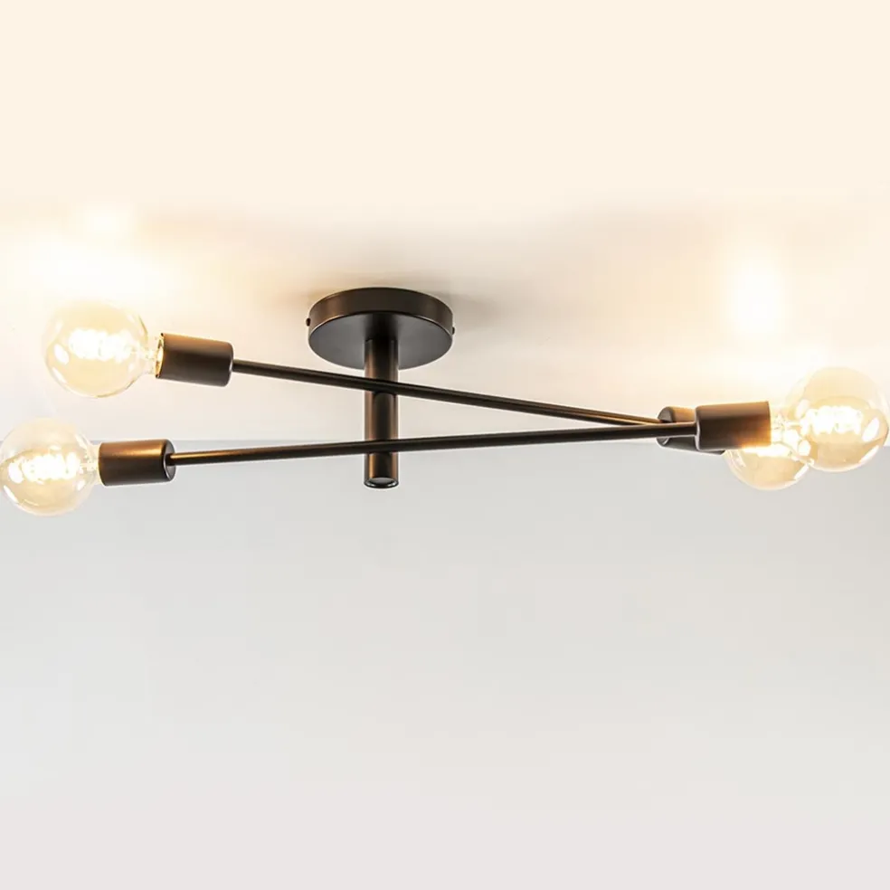 Plafondlamp Sticks 4L zwart excl. e27