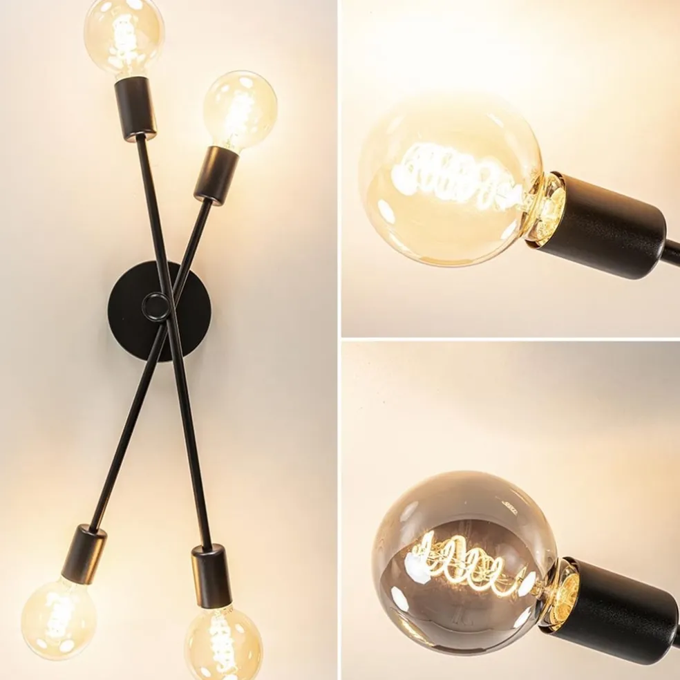 Plafondlamp Sticks 4L zwart excl. e27