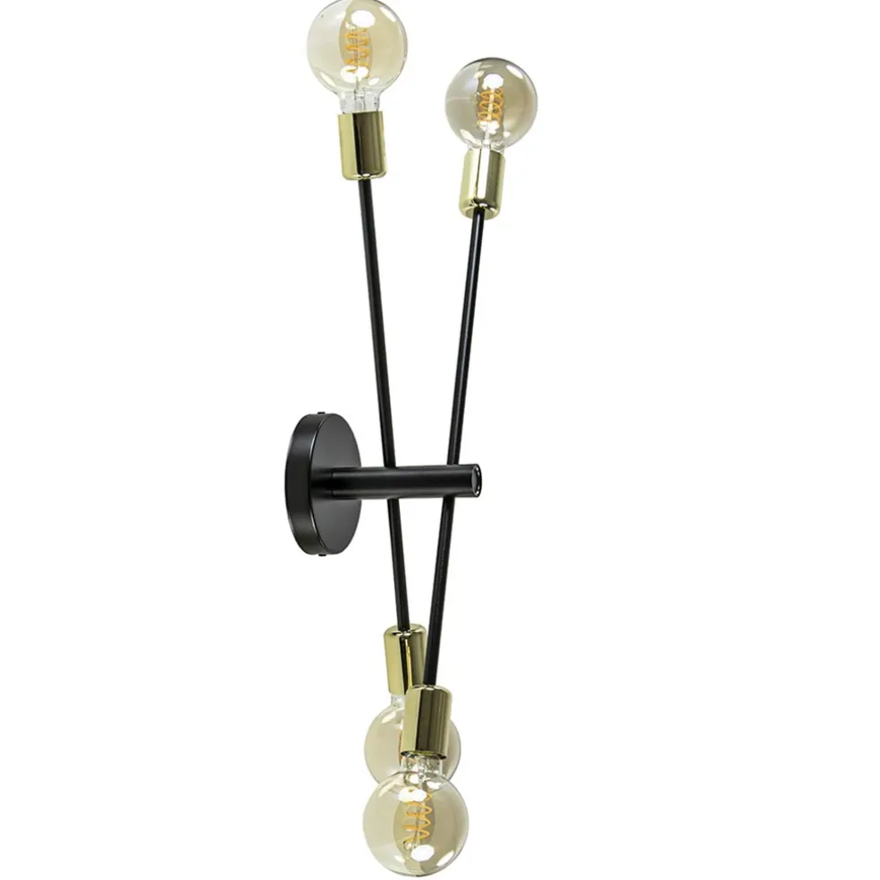 Plafondlamp Sticks 4L zwart/goud excl. e27 l.b.