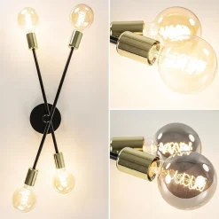 Plafondlamp Sticks 4L zwart/goud excl. e27 l.b.