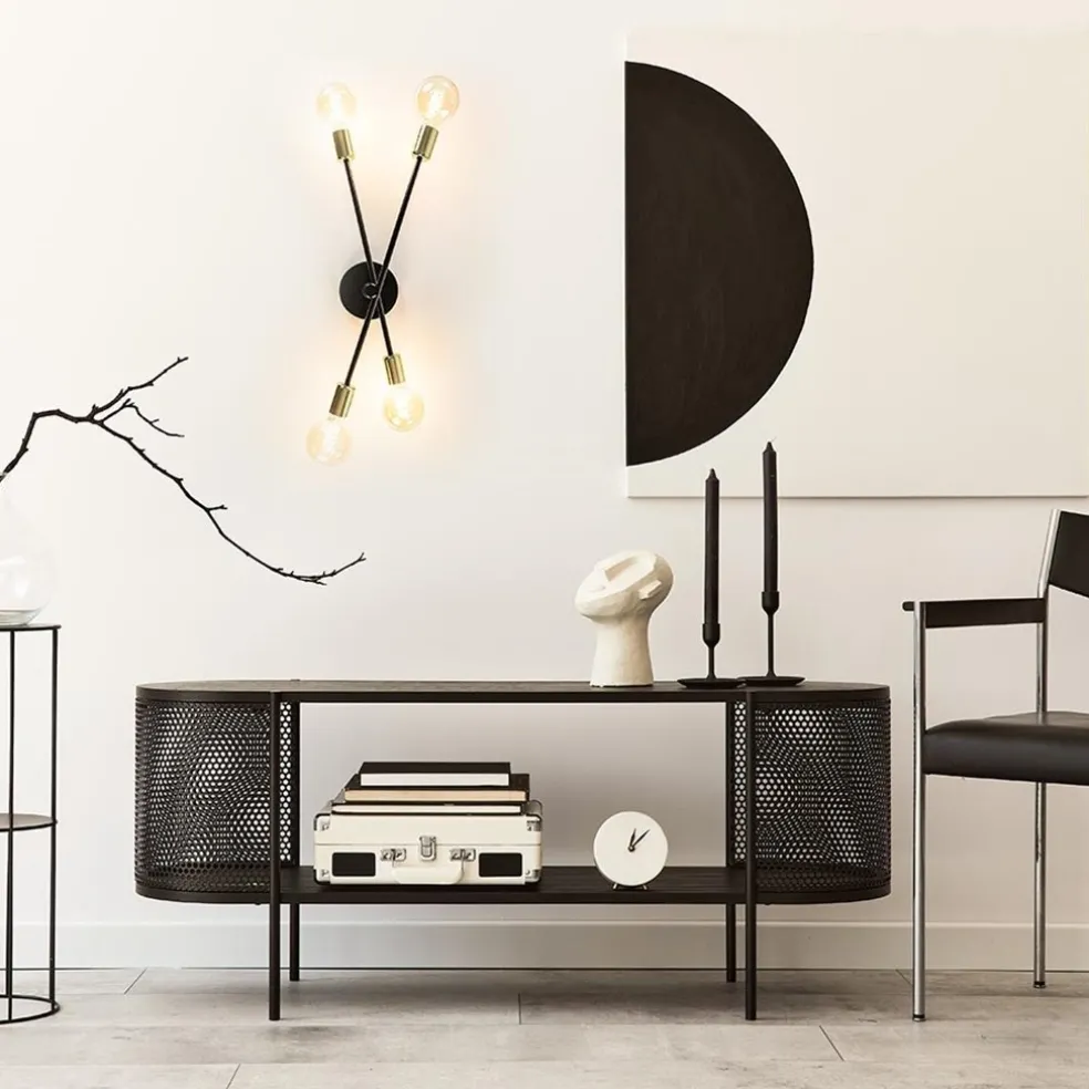 Plafondlamp Sticks 4L zwart/goud excl. e27 l.b.