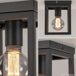 Plafondlamp vierkant frame klein zwart