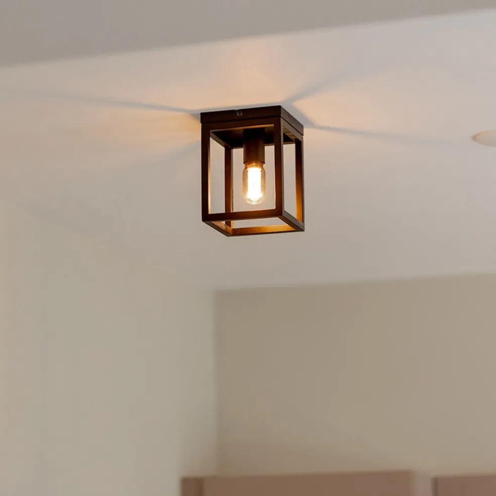 Plafondlamp vierkant frame klein zwart