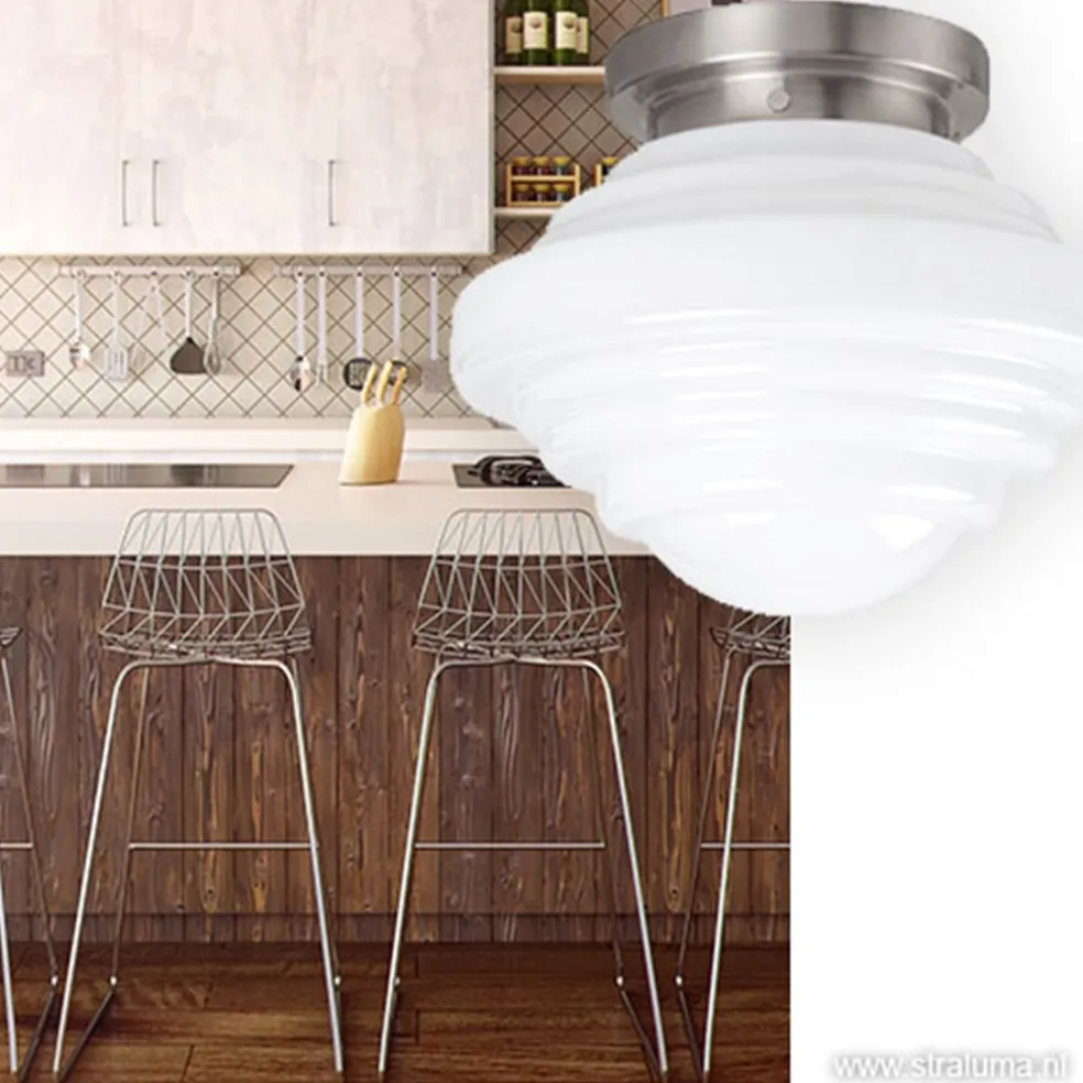 Plafondlamp York art deco opaal glas