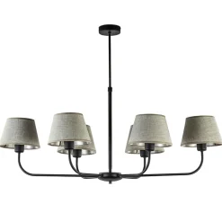 Plafondlamp zwart met beige kapjes