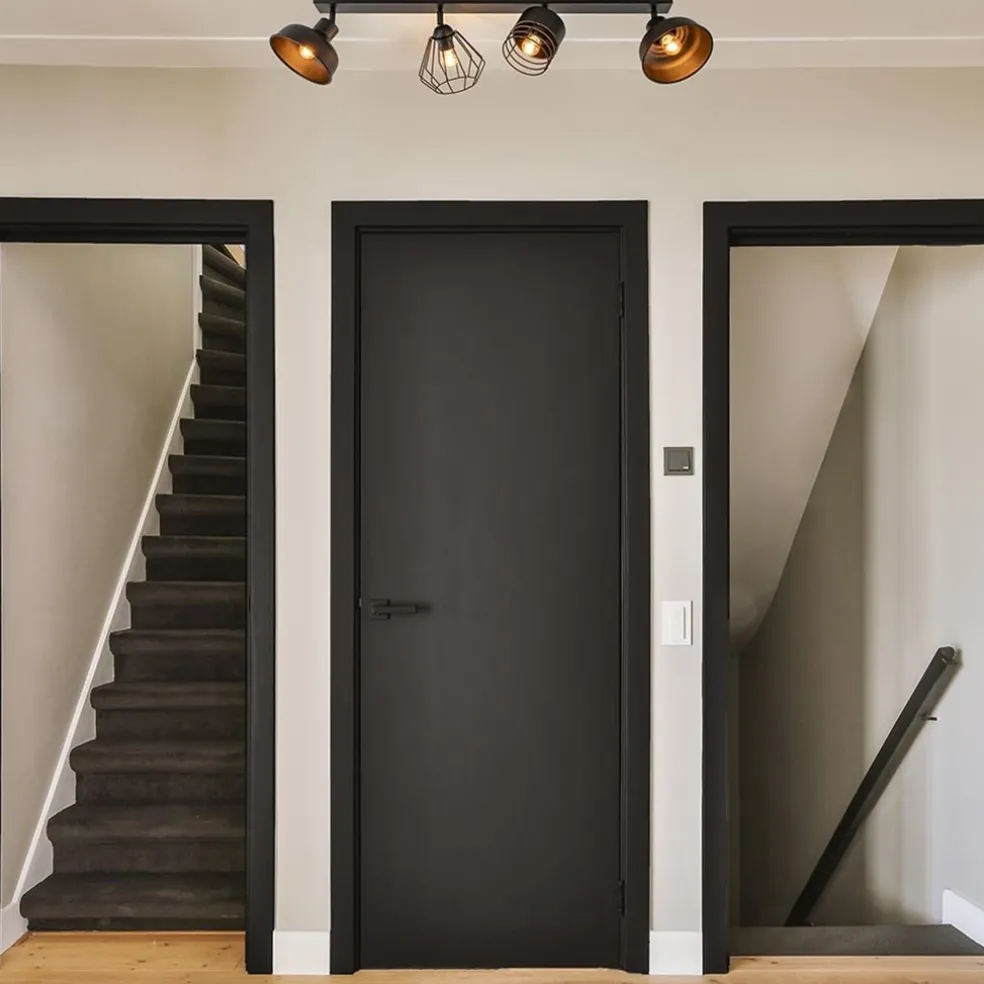 Plafondlamp zwart met verschillende kappen