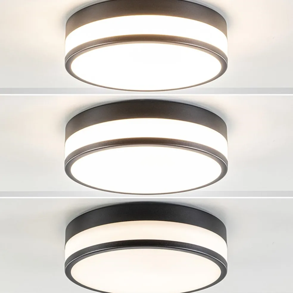 Plafondlamp zwart opaal glas 3-step dim
