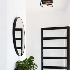 Plafondlamp/wandlamp zwart open frame