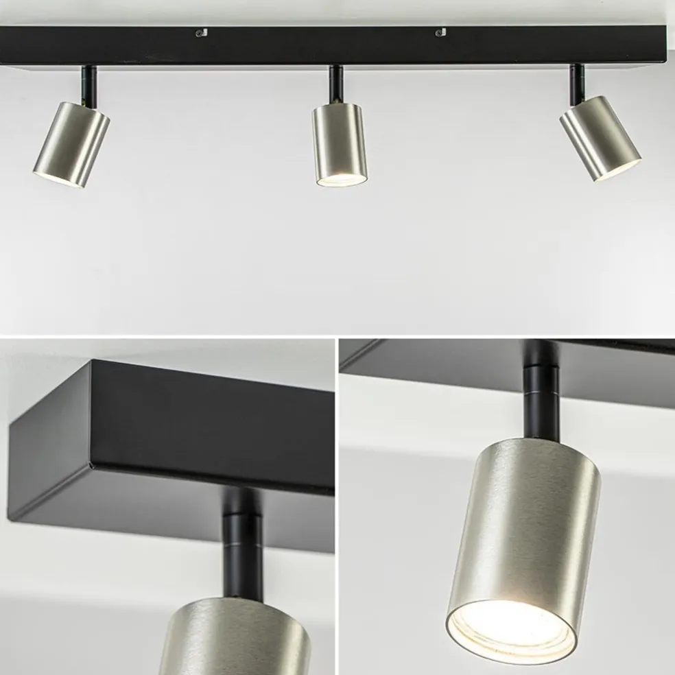 Plafondspot Bounce 3L 70cm zwart/rvs