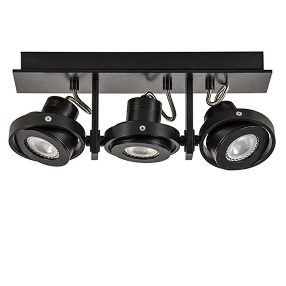 Plafondspot 3L op balk zwart gu10 incl.